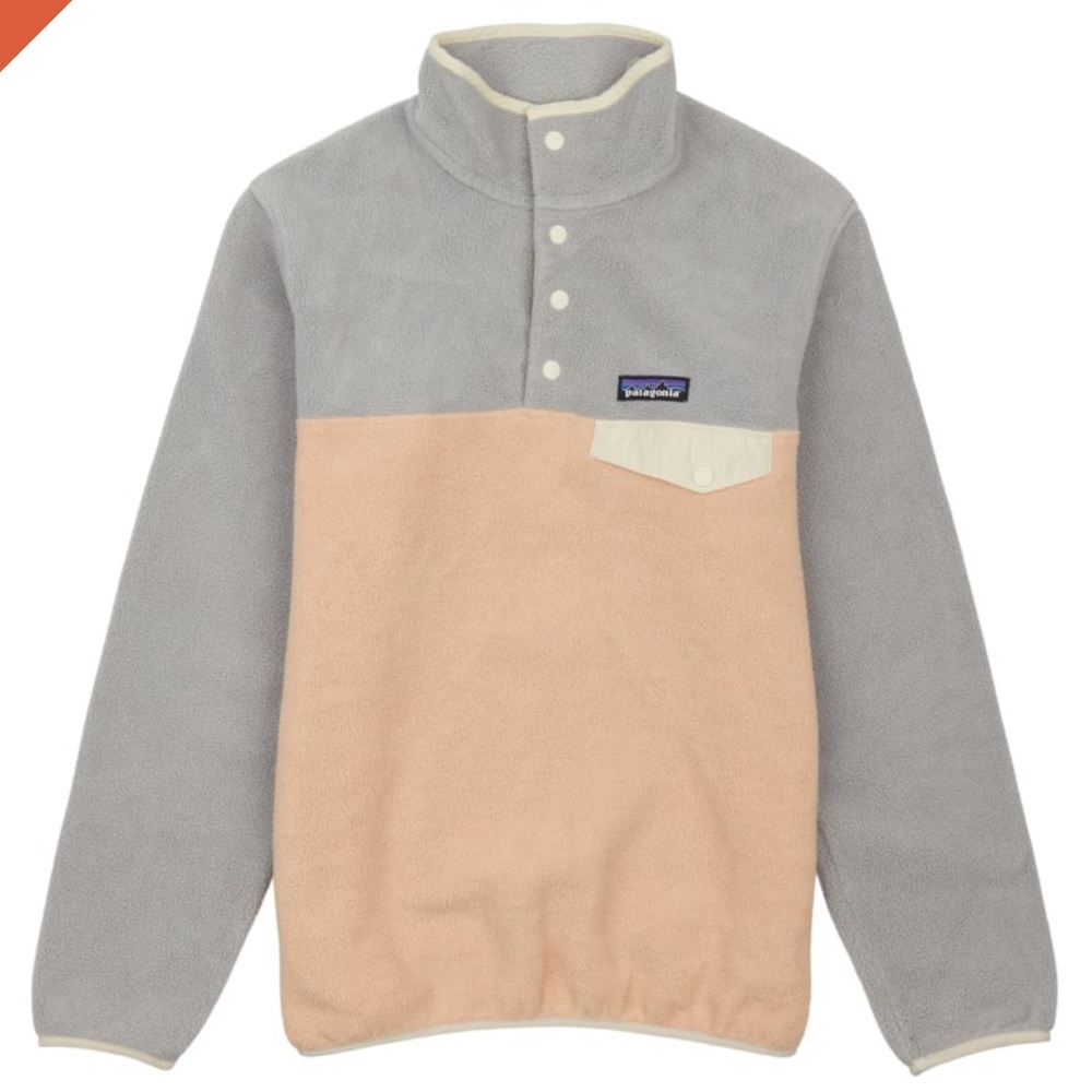 Patagonia Lightweight Synchilla Pullover Fleece Grey Rosewater Pink Size L
